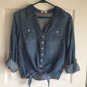 Front Tie Denim Top